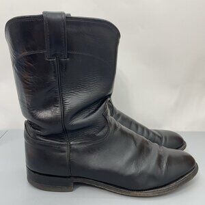 Justin Jackson 10” Roper Boots Western Cowboy Leather Black Mens 10 EE Wide